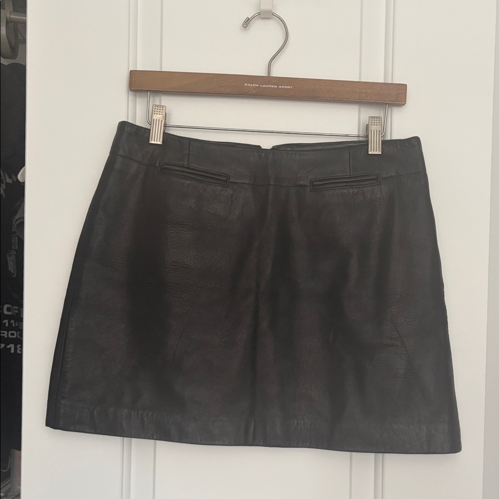 DKNY Black Leather Mini Skirt